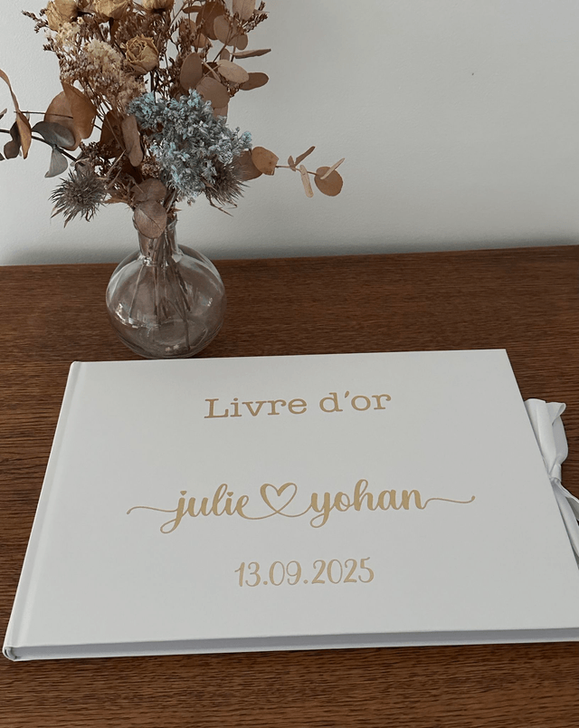 Livre d'or MARIAGE - BLANC avec noeud